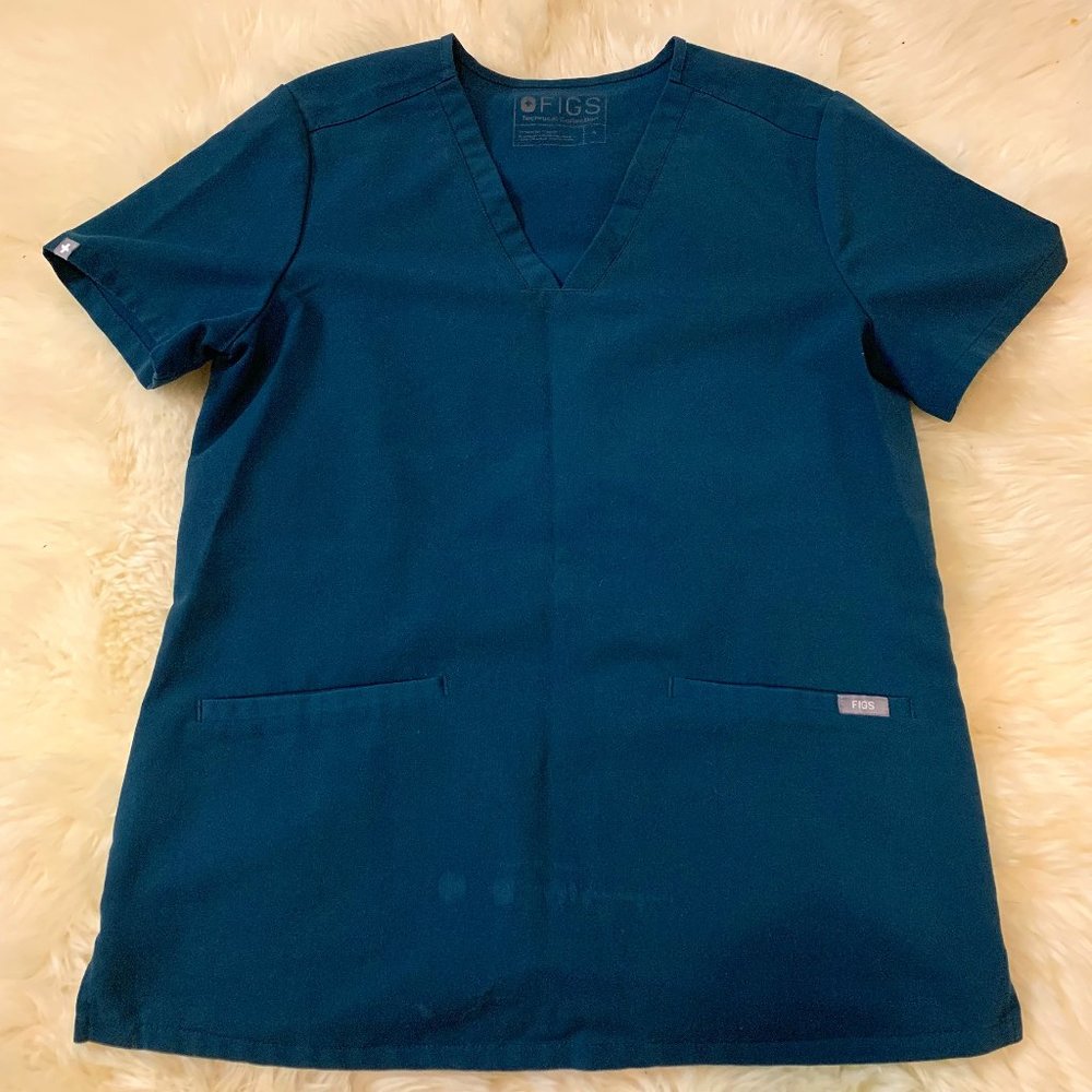 Casma Three-Pocket Scrub Top, Caribbean Blue S